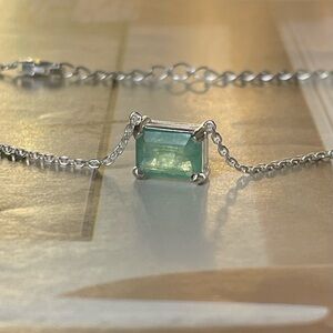 “Royal Delicacies” – Natural Emerald Octagon necklace in 925 Sterling Silver